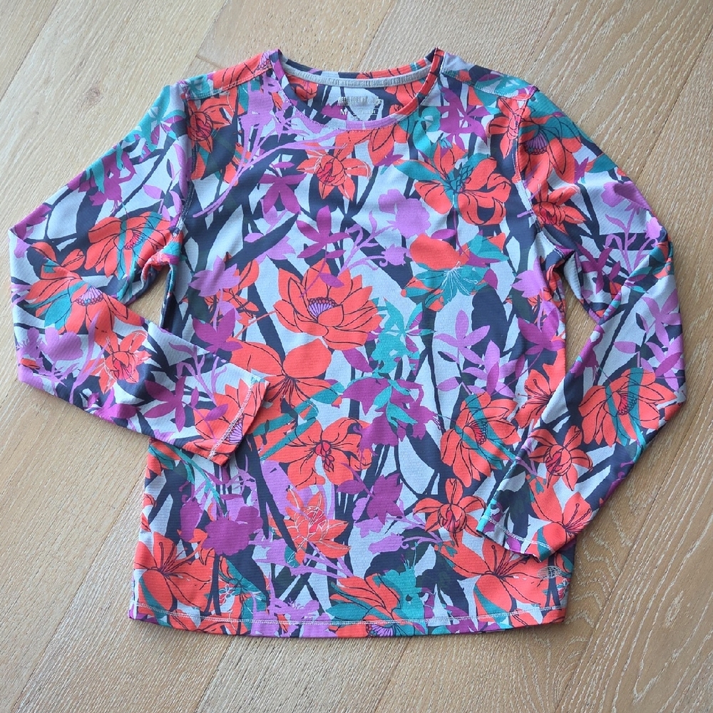Reel Legends Women's Long Sleeve Floral Top - Red, Purple, Green